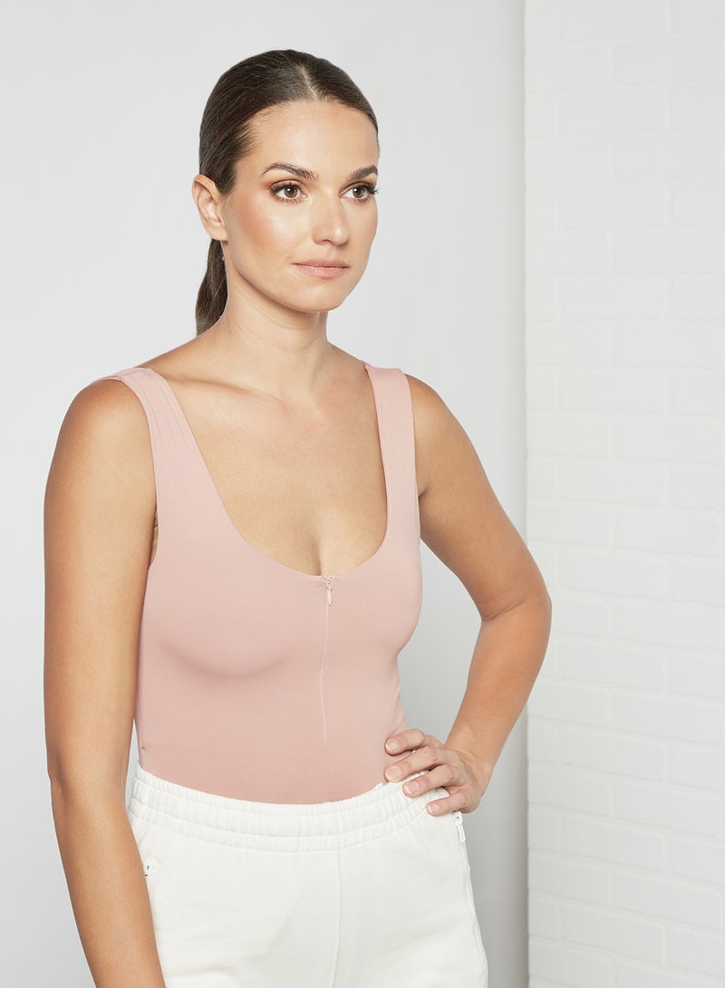 Sian Marie Scoop Neck Bodysuit Pink  - Image 1