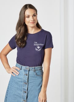 ABOF Virago Printed Regular Fit Round Neck T-Shirt Blue  - Image 1