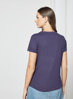 ABOF Virago Printed Regular Fit Round Neck T-Shirt Blue  - Image 2