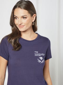 ABOF Virago Printed Regular Fit Round Neck T-Shirt Blue  - Image 4