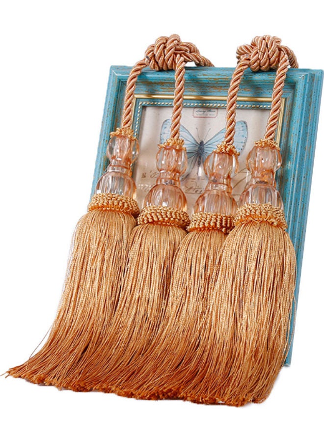 Generic - Pair Of Faux Crystal Tassels Fringe Curtain Tieback Orange - Image 1