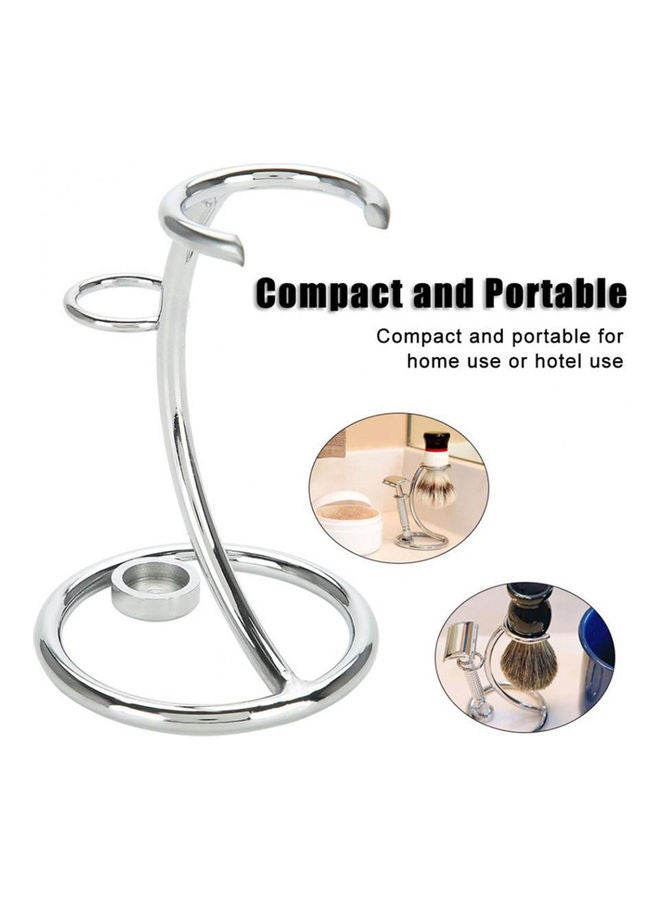Stainless Steel Holder for Shaving Razor and Brush Silver - Image 3