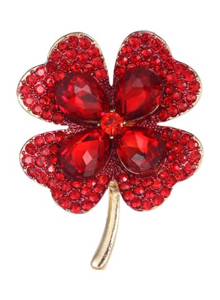 Italian Four-Leaf Clover Inlaid Zircon Brooch - v1624795547/N48585400A_1