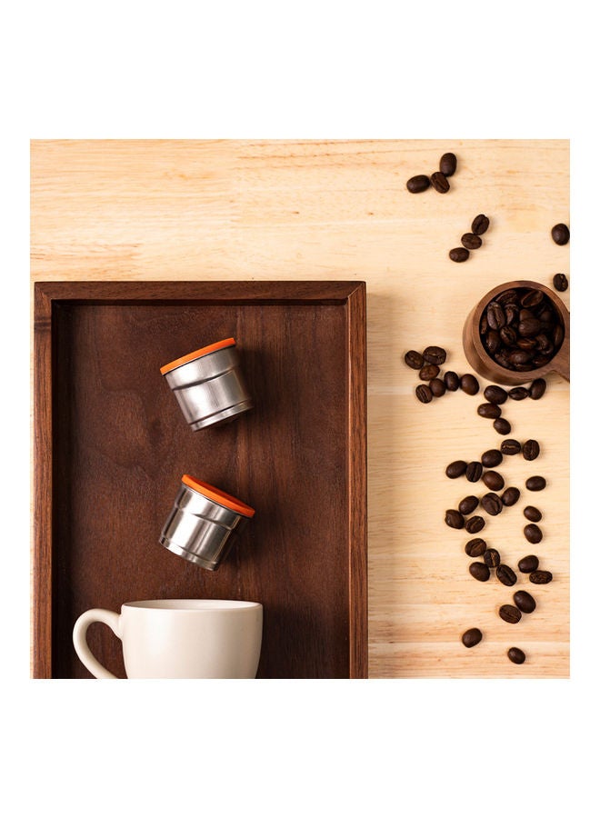 Stainless Steel Refillable Coffee Capsule Espresso with illy Machine Silver/Orange 10 x 5 x 10cm - Image 3