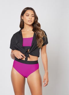 trendyol Contrast Waistband Bikini Bottom Pink  - Image 3