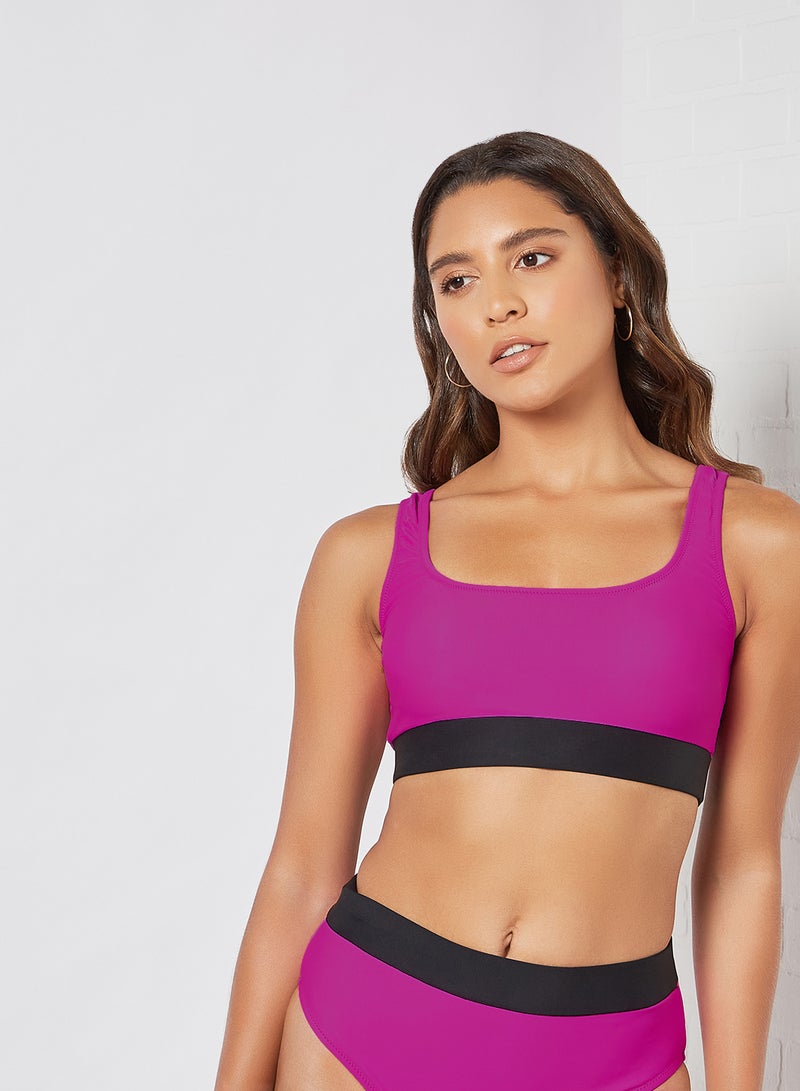 trendyol - Contrast Band Bikini Top Pink - Image 1