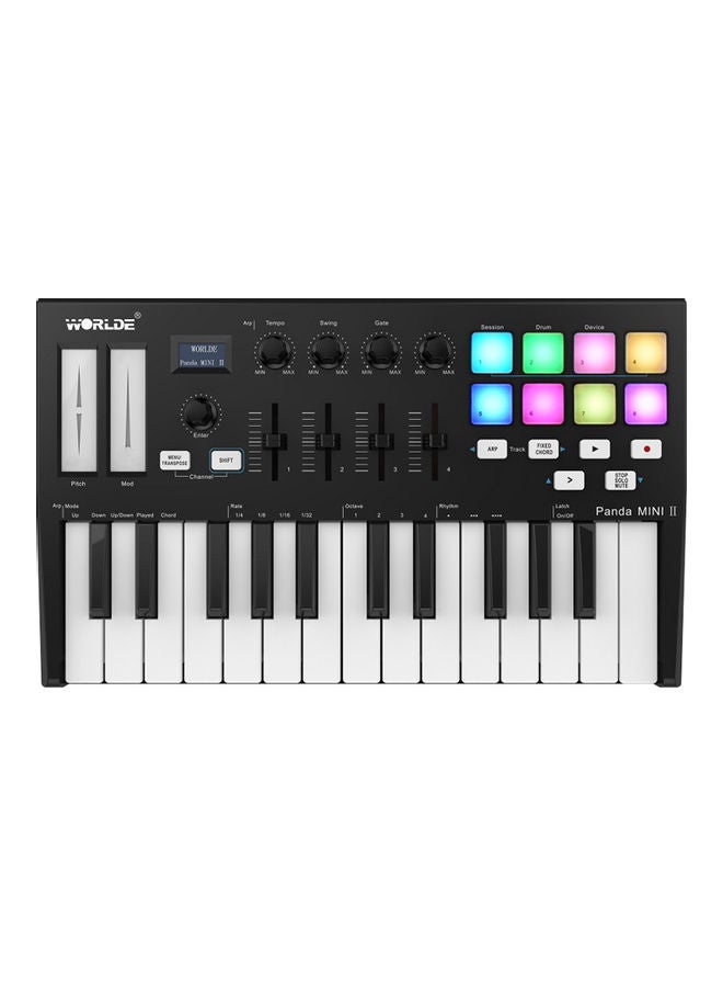 25-Key USB MIDI Keyboard Controller with 8 RGB Backlit Trigger Pads