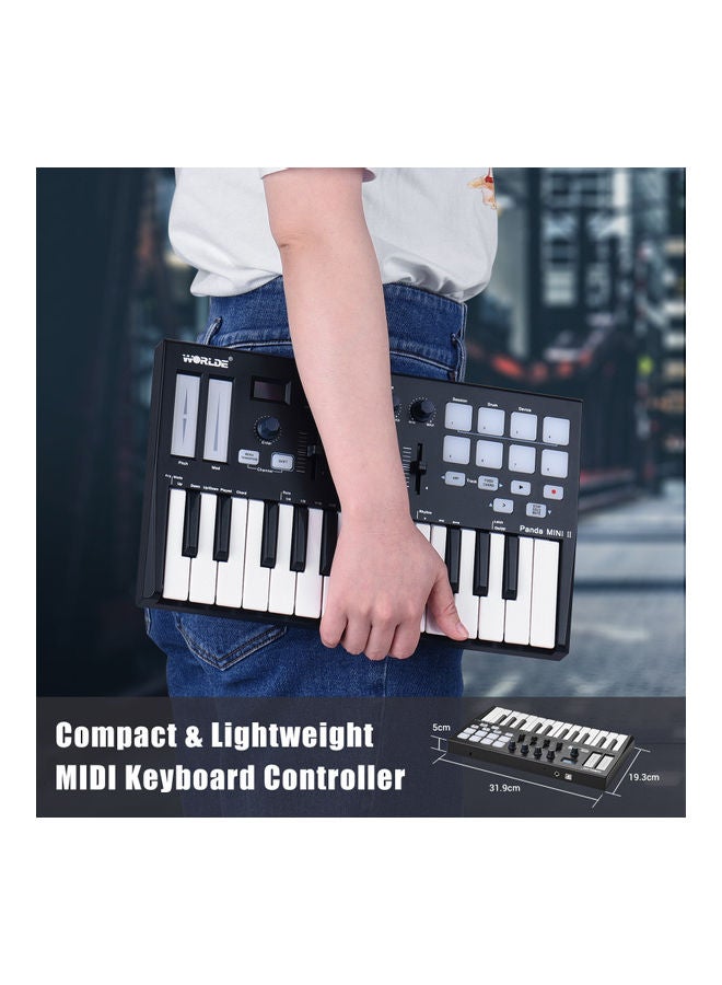 25-Key USB MIDI Keyboard Controller with 8 RGB Backlit Trigger Pads