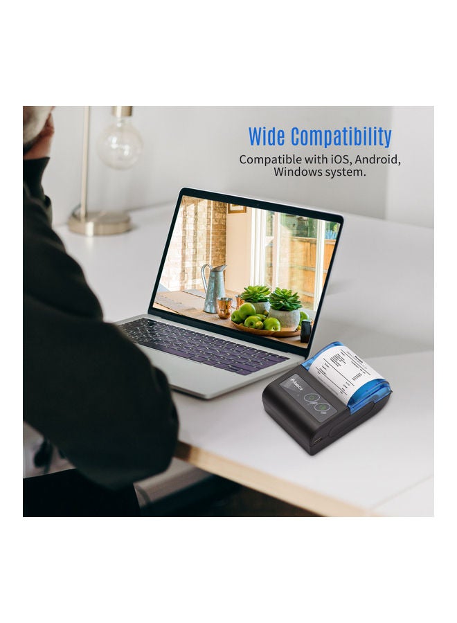 Aibecy - Portable Mini Thermal Wireless USB Receipt Bill Ticket Printer Compatible with iOS Android Windows Black/Blue - Image 1