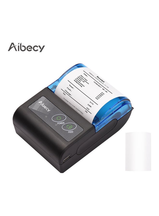 Aibecy - Portable Mini Thermal Wireless USB Receipt Bill Ticket Printer Compatible with iOS Android Windows Black/Blue - Image 1