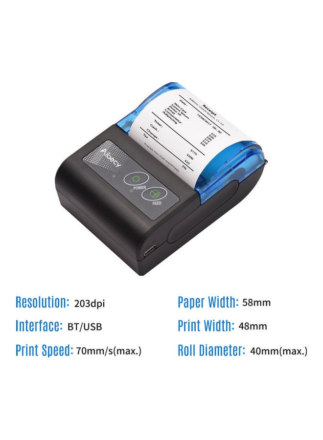 Aibecy - Portable Mini Thermal Wireless USB Receipt Bill Ticket Printer Compatible with iOS Android Windows Black/Blue - Image 1