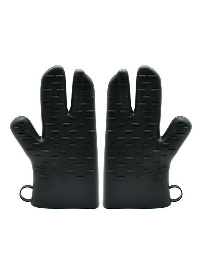 Pair Of Microwave Oven Heat Resistant Gloves Black