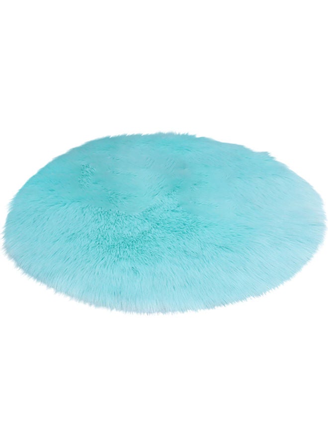 Round Plain Fluffy Rug, Combination Lighe Blue 40x40x6cm