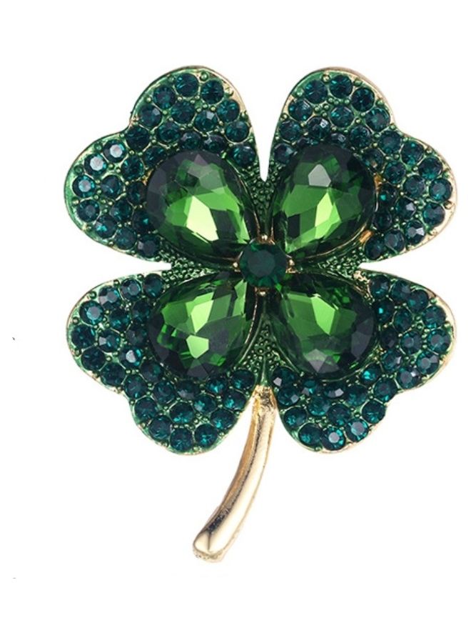 جاي.جاي هاند ميد بروش مرصع بالزركونيا على شكل زهرة البرسيم رباعية الأوراق الإيطالية - Image 1
