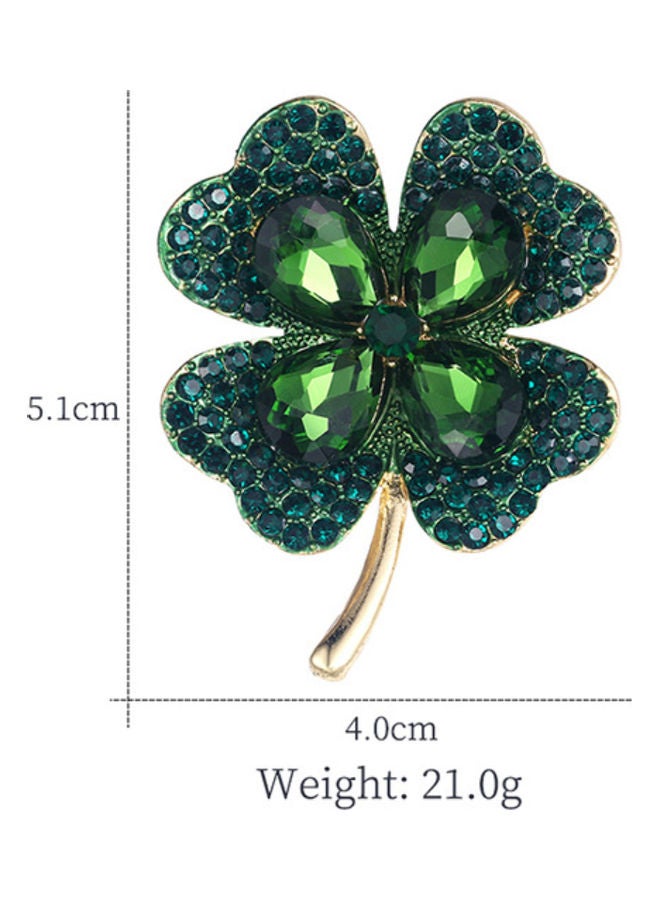 جاي.جاي هاند ميد بروش مرصع بالزركونيا على شكل زهرة البرسيم رباعية الأوراق الإيطالية - Image 4