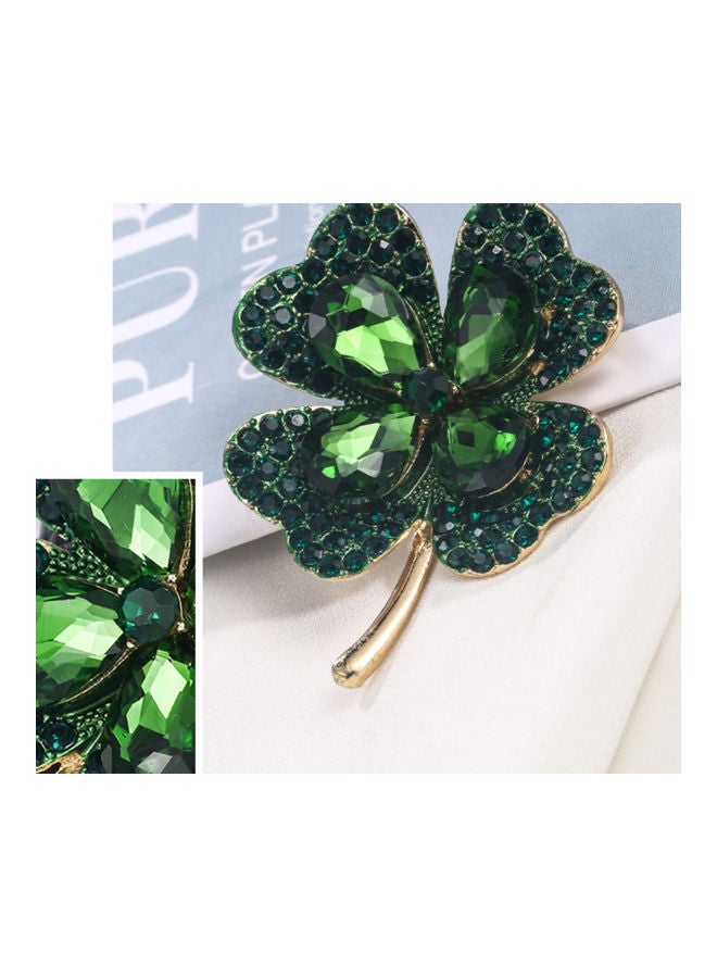 جاي.جاي هاند ميد بروش مرصع بالزركونيا على شكل زهرة البرسيم رباعية الأوراق الإيطالية - Image 2