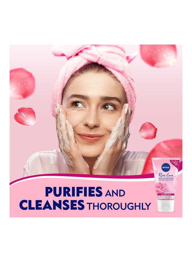 Nivea Micellar Organic Rose Water Face Wash Clear 150ml - Image 2
