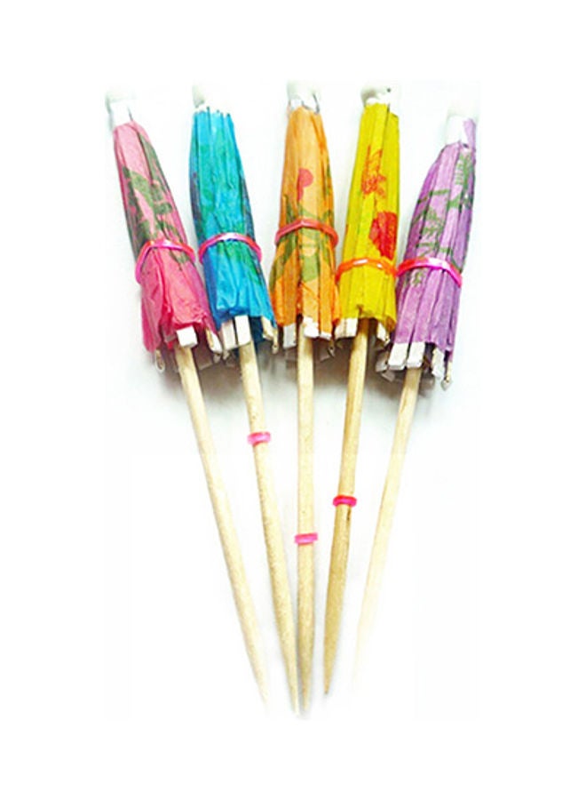50-Piece Mini Umbrellas Parasol Snack Pick Set Multicolour - Image 2