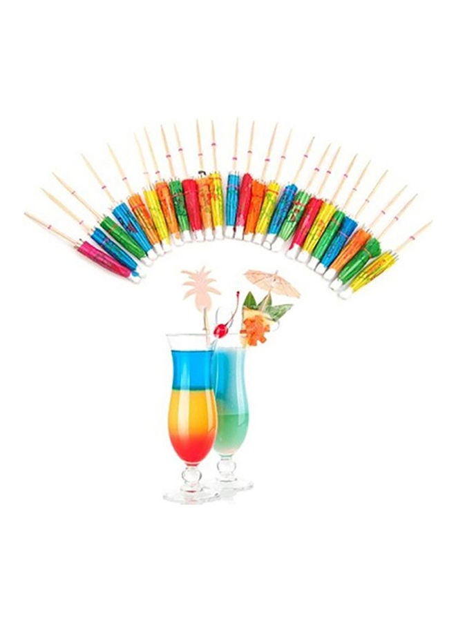 50-Piece Mini Umbrellas Parasol Snack Pick Set Multicolour - Image 3