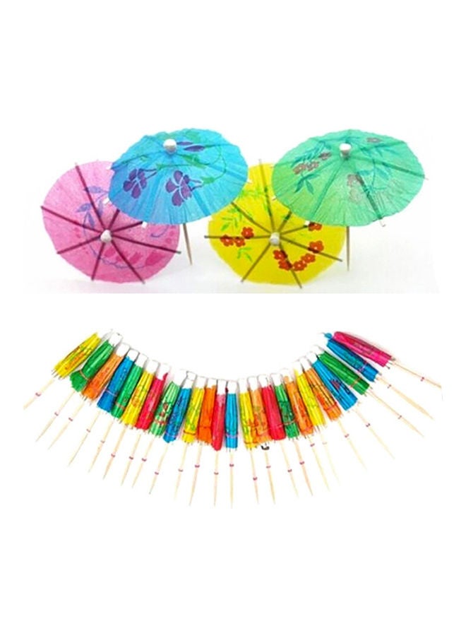 50-Piece Mini Umbrellas Parasol Snack Pick Set Multicolour - Image 4