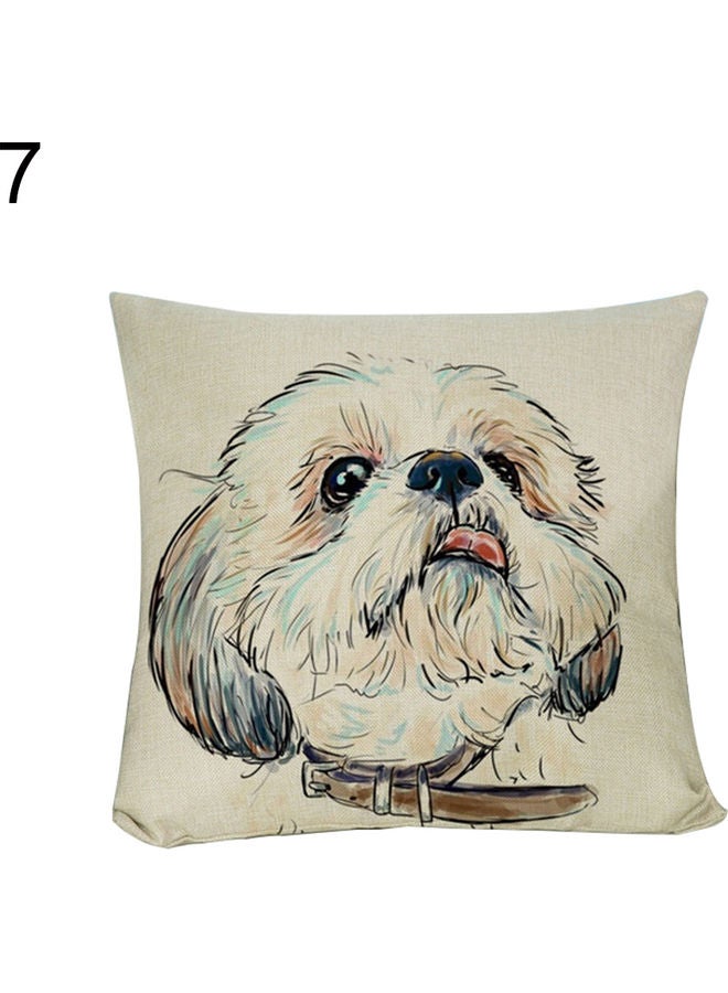 Cartoon Dog Printed Cushion Cover Multicolour