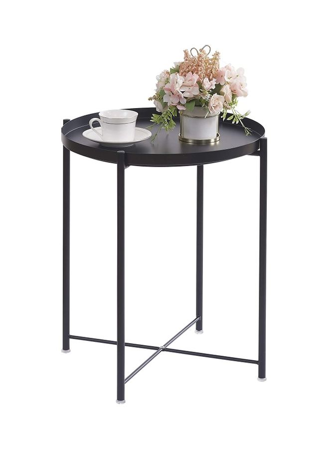 ZENHOME - Modern Anti-Rust And Waterproof Round Table Black 53x45x45cm - Image 1