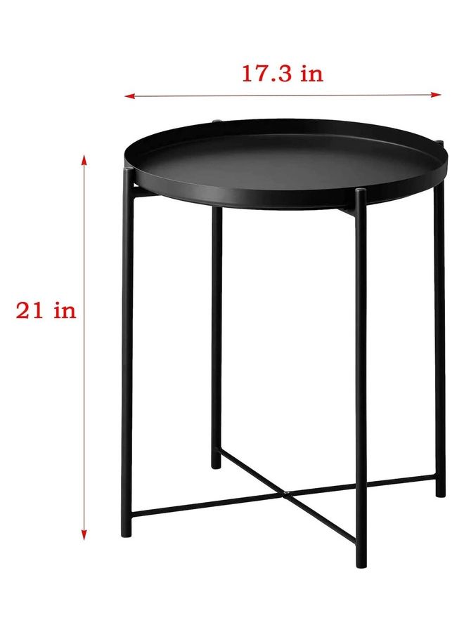ZENHOME - Modern Anti-Rust And Waterproof Round Table Black 53x45x45cm - Image 1