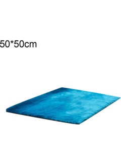 Square Soft Long Plush Fluffy Carpet Dark Blue 50 x 50cm