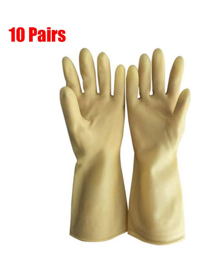 10-Pairs Waterproof Cleaning Gloves Beige  - Image 1
