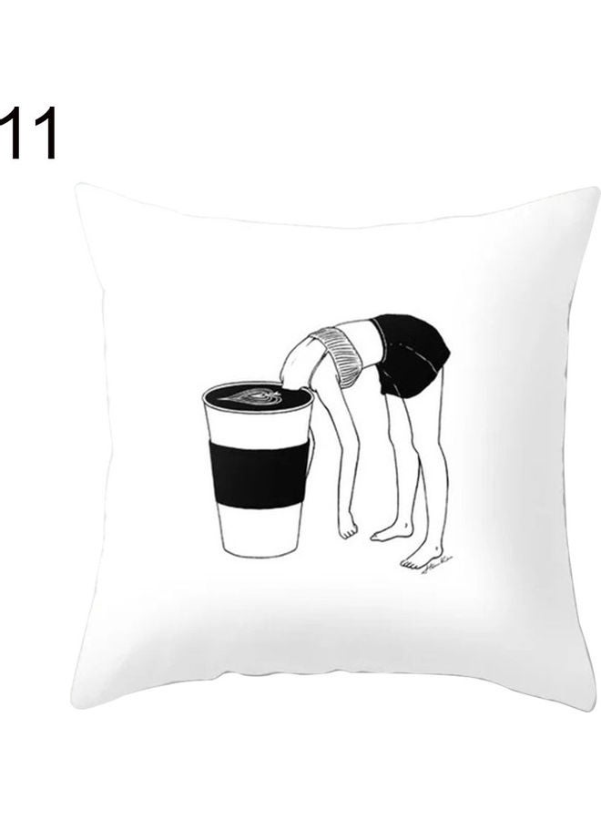Printed Pillow Cushion Cover White/Black