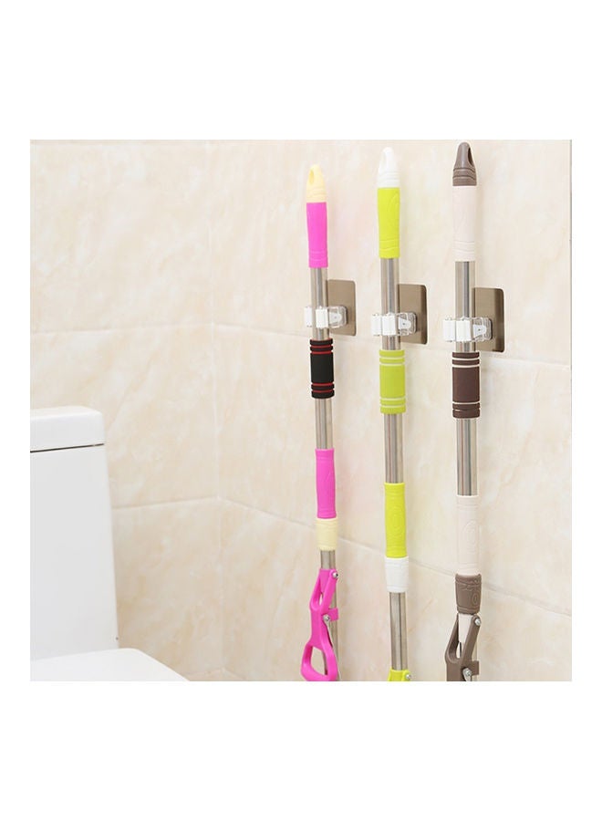 Wall Mounted Self Adhesive Broom Holder Silver  - Image 3