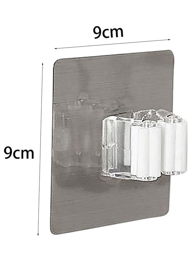 Wall Mounted Self Adhesive Broom Holder Silver  - Image 5
