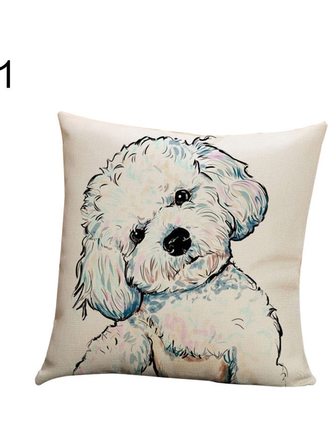 Cartoon Dog Printed Cushion Cover Multicolour