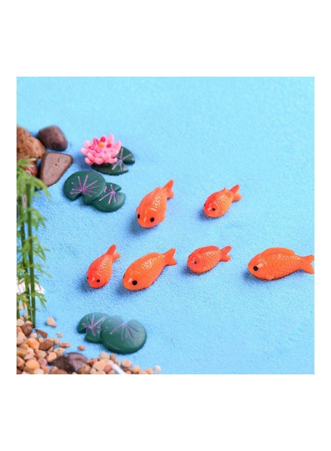 Generic Decorative Garden 10-Piece Fish With Fake Lotus Leaf And Flower Orange/Green/Pink  - Image 1