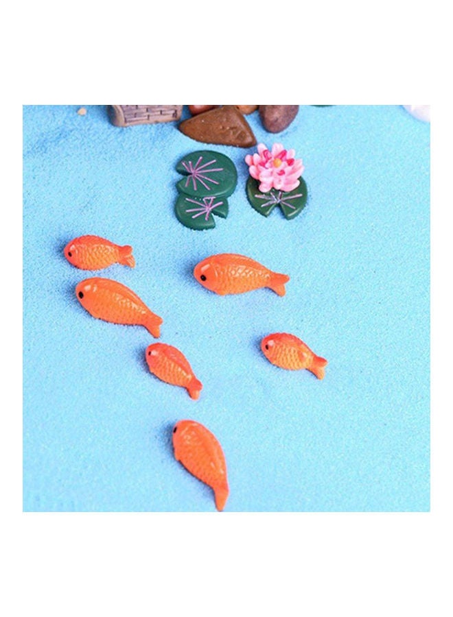 Generic Decorative Garden 10-Piece Fish With Fake Lotus Leaf And Flower Orange/Green/Pink  - Image 2