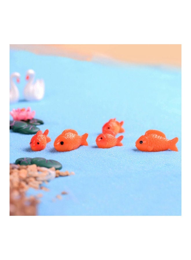 Generic Decorative Garden 10-Piece Fish With Fake Lotus Leaf And Flower Orange/Green/Pink  - Image 4