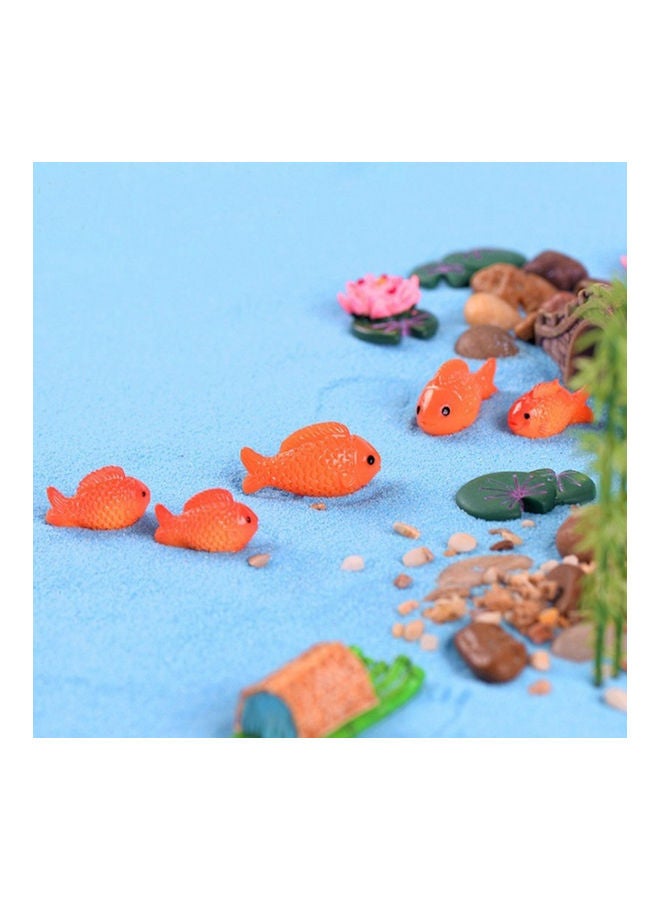 Generic Decorative Garden 10-Piece Fish With Fake Lotus Leaf And Flower Orange/Green/Pink  - Image 5