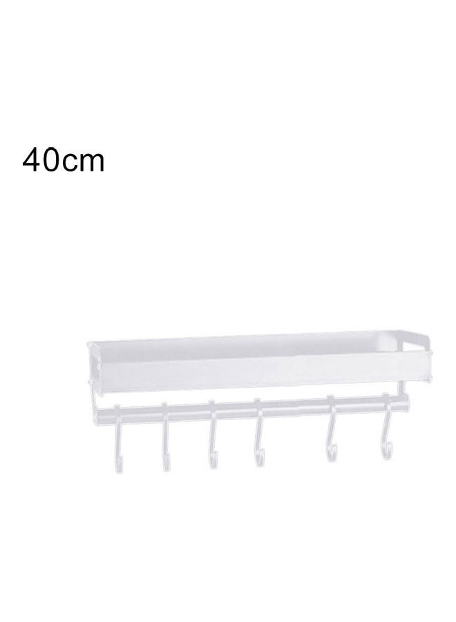 Kitchen Spice Bottle Storage Wall Rack with Hooks White