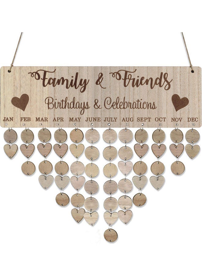 Family and Friend Birthday Celebration Decorative Reminder Planner Board Beige/Brown - Image 1