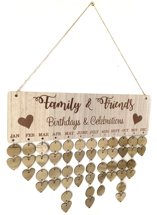 Family and Friend Birthday Celebration Decorative Reminder Planner Board Beige/Brown - Image 4