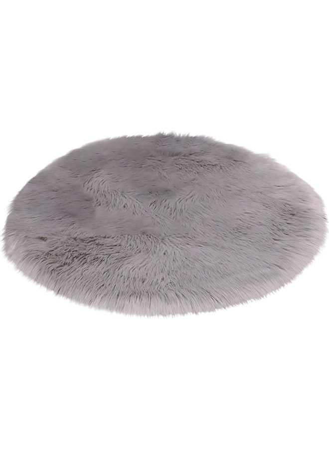 Round Plain Fluffy Rug Light Grey 40x40x6cm