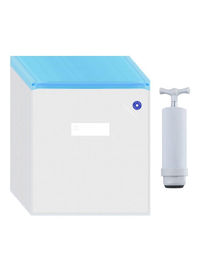 Aibecy 20-Piece 3D Printer Filament Compression Storage Bag with Manual Air Pump and Sealing Clip Transparent/White  - Image 3