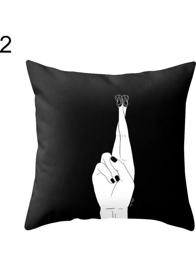 غطاء وسادة ديكور بطبعة أسود/ أبيض  - Image 1