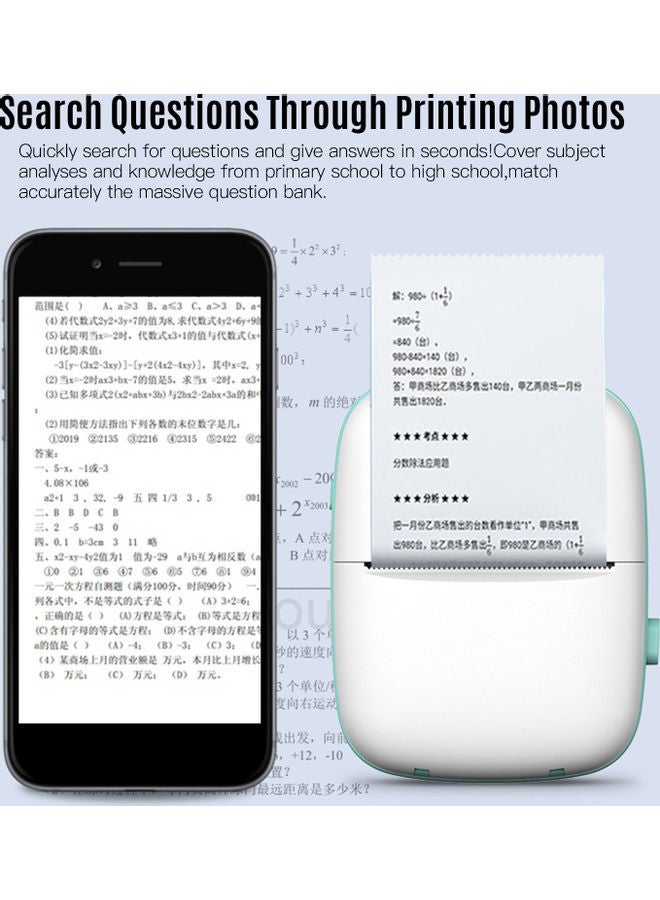 Multi-Function Portable Wireless Pocket Printer White/Green  - Image 2