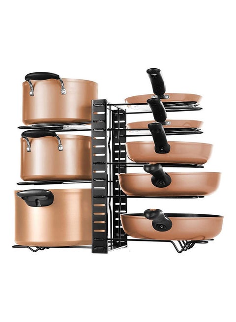 8-Tier Pot And Pan Organizer Rack Black 54x41x20cm
