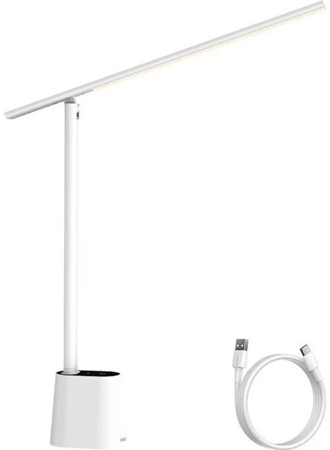 بيسوس LED Desk Lamp Auto-Dimming Table Lamp Eye-Caring Smart Lamp Touch Control 47" Wide Illumination 250 Lumens 5W 3 Color Modes for Home Office, Living Room, Bedroom, Painting White - Image 1