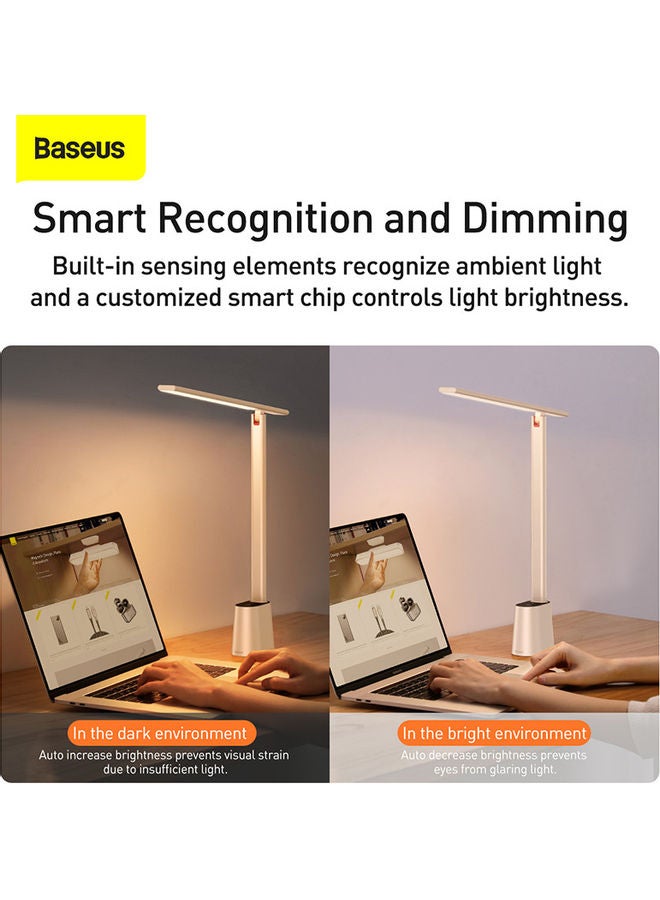 بيسوس LED Desk Lamp Auto-Dimming Table Lamp Eye-Caring Smart Lamp Touch Control 47" Wide Illumination 250 Lumens 5W 3 Color Modes for Home Office, Living Room, Bedroom, Painting White - Image 3