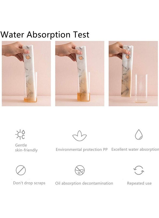 مجموعة بكرات مناشف ورقية قابلة لإعادة الاستخدام أو للاستعمال مرة واحدة من قطعتين لون أبيض 25x25سم - Image 2