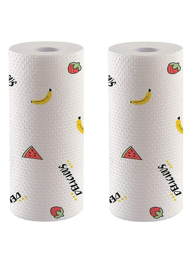 مجموعة بكرات مناشف ورقية قابلة لإعادة الاستخدام أو للاستعمال مرة واحدة من قطعتين لون أبيض 25x25سم - Image 1