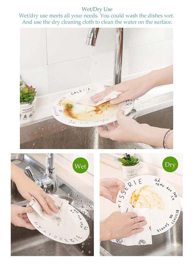 مجموعة بكرات مناشف ورقية قابلة لإعادة الاستخدام أو للاستعمال مرة واحدة من قطعتين لون أبيض 25x25سم - Image 5